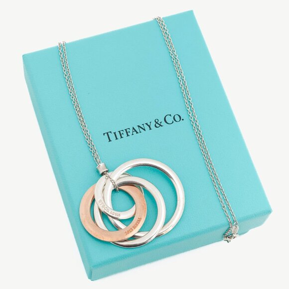Tiffany & Co. Interlocking Circles Sterling Silver & Rubedo Pendant Necklace - Picture 1 of 6